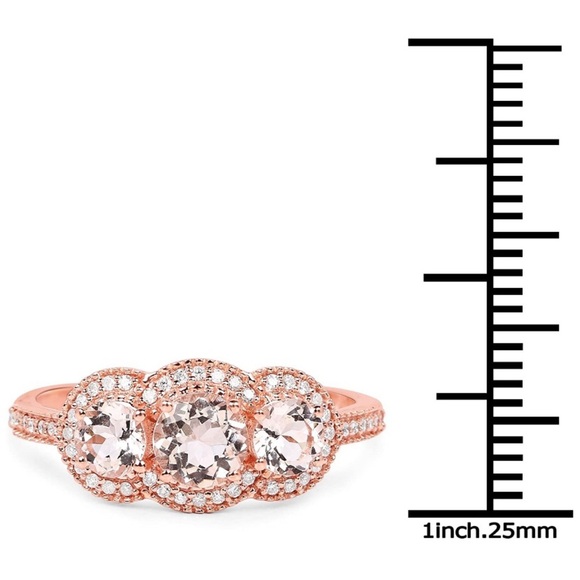 14k Natural Diamond Morganite Ring - Picture 6 of 6